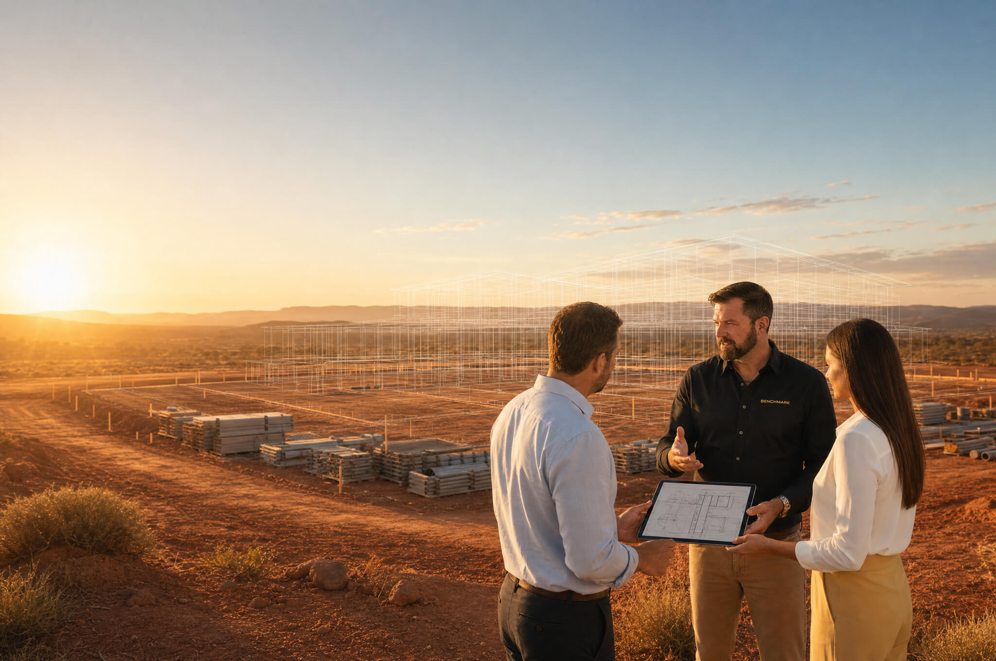 Designer showing client some plans of project