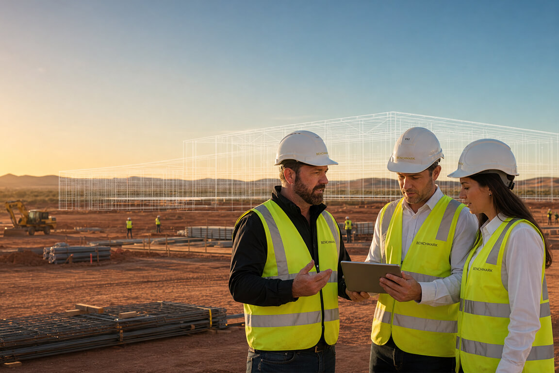 Project manager showing clients progress report